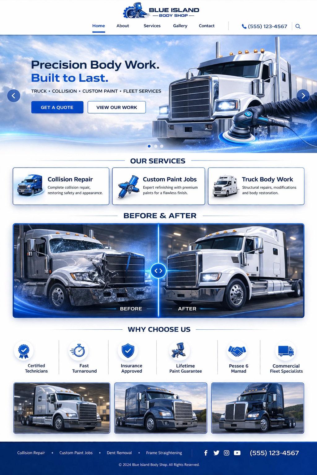 Blue Island Body Shop — Full Website Design Layout